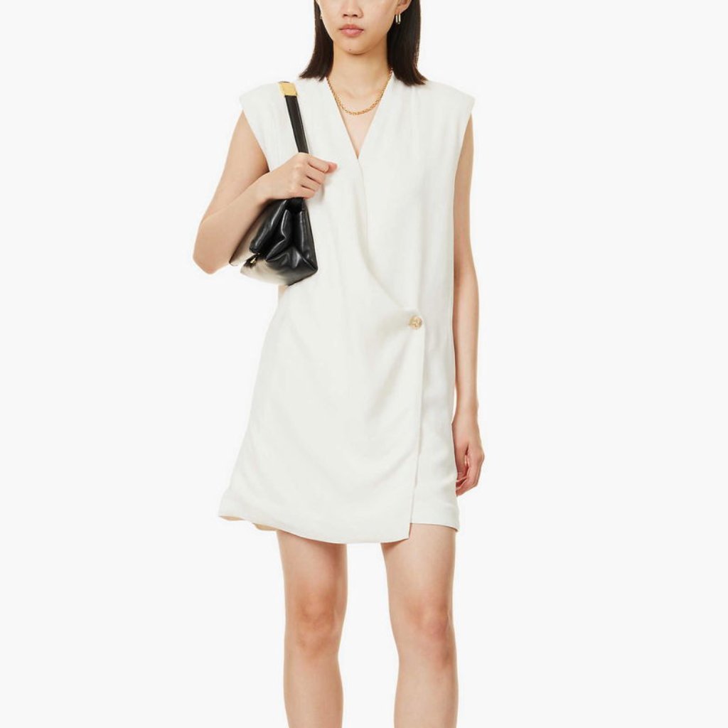 Anine Bing Venice Wrap-Front Stretch-Woven Mini Dress Size S Nwt